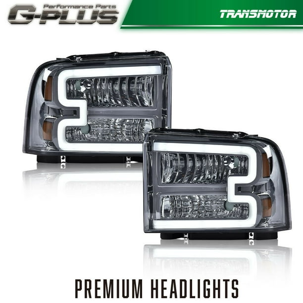 For 2005-2007 Ford F250/350/450/550 2005 Excursion Clear Headlights SMD LED DRL 